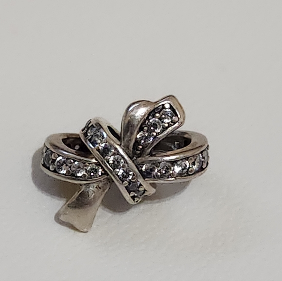 925 Sterling Silver Bow Charm Bead - Picture 3 of 10